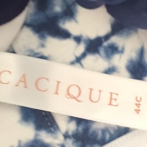 Cacique Bra 44C  Navy & White  Cotton Unlined No-Wire Full Coverage  Scoop - Picture 4 of 5